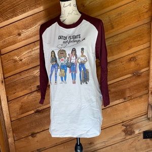 New Size Lg Graphic 3/4 Length Sleeve Tee